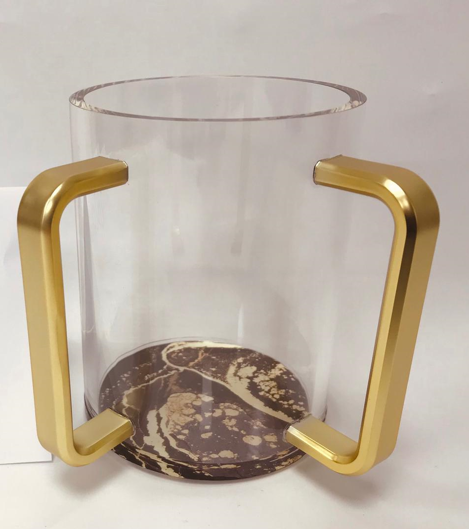 Acrylic Clear Washing Cup - Gold Handle