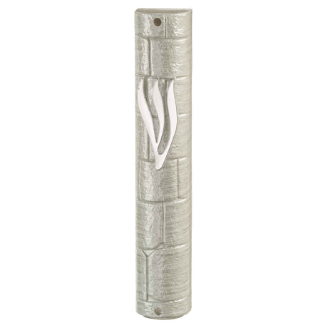 Plastic Mezuzah Cover 3D Metal Painted - Rubber Cork 15 cm- "The Kotel" with the letter Shin - LEHADAR