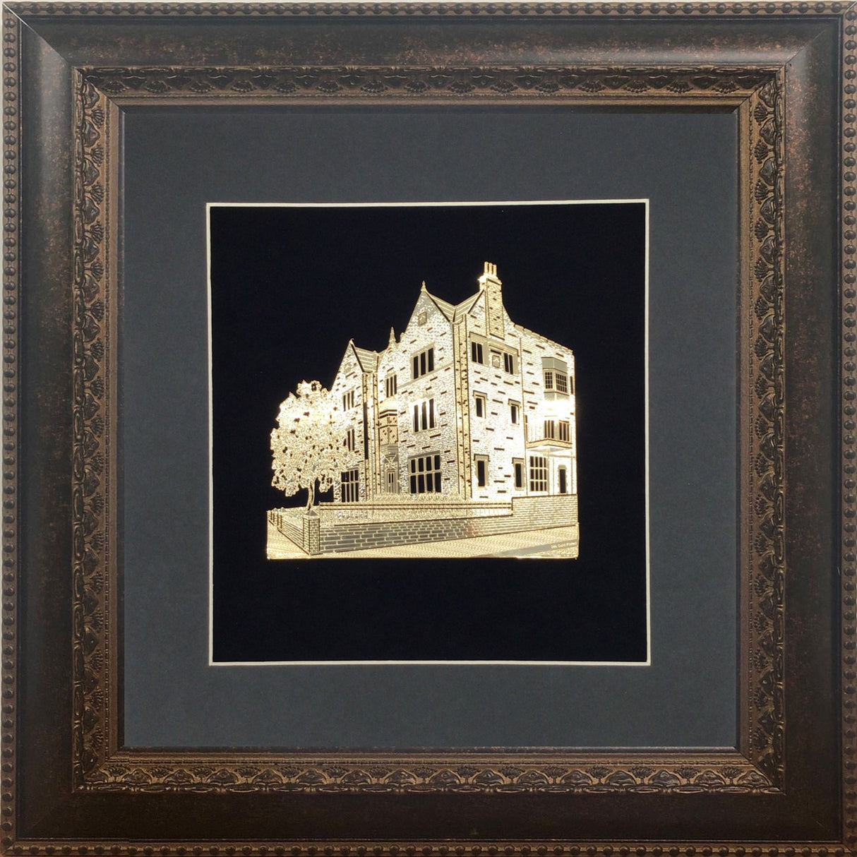 Chabad Gold Art #770 Frame #34 Size 16x16 Black Background - LEHADAR