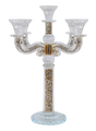 "Classic Style" 5 Branch Gold Filling Crystal Candelabra 15.5"H - LEHADAR
