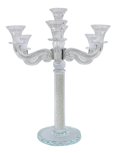 "Classic Style" 7 Branch Clear Filling Crystal Candelabra 16.5"H - LEHADAR