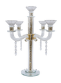"Royal Style" 5 Branch Gold Filling Crystal Candelabra 15.5"H - LEHADAR
