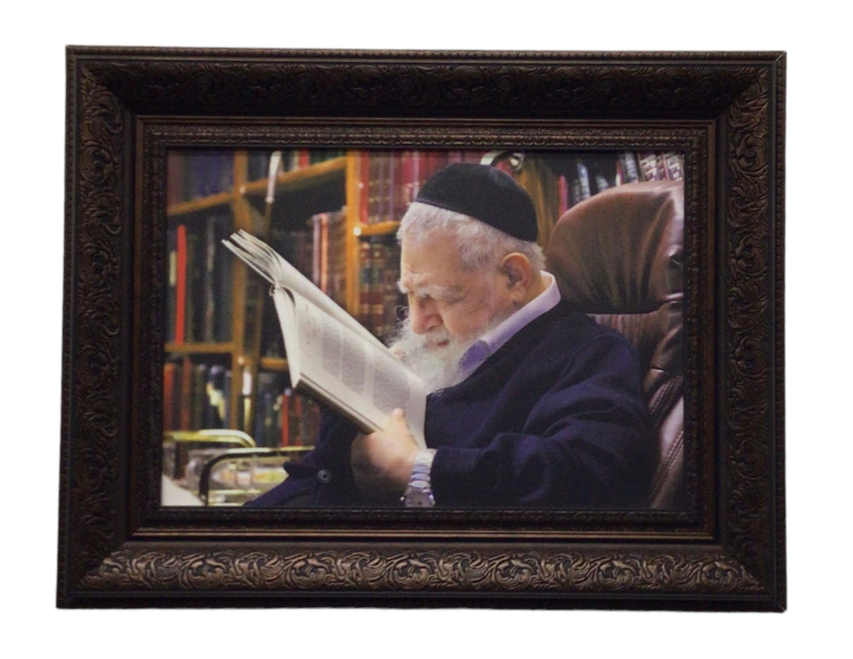 Painting of R' Ovadia Yosef, Size 14x20, Brown Frame - LEHADAR